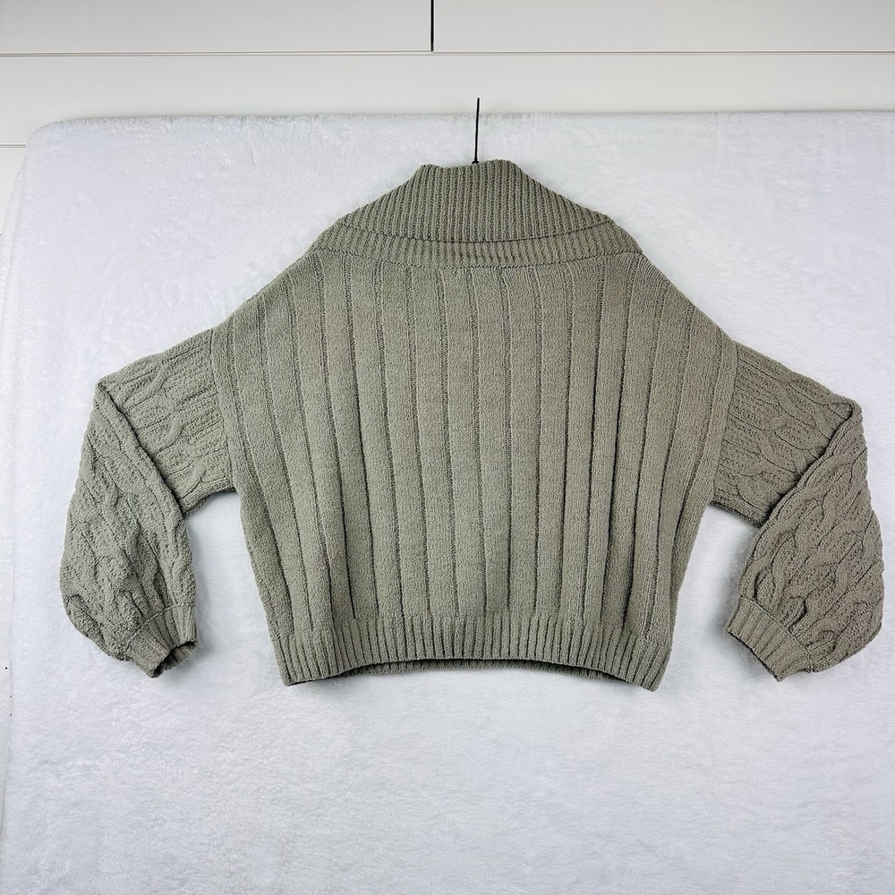 Moon And Madison Womens Sweater M Sage‎ Green Chenille Cowl Neck  Cable Knit EUC - Picture 10 of 13